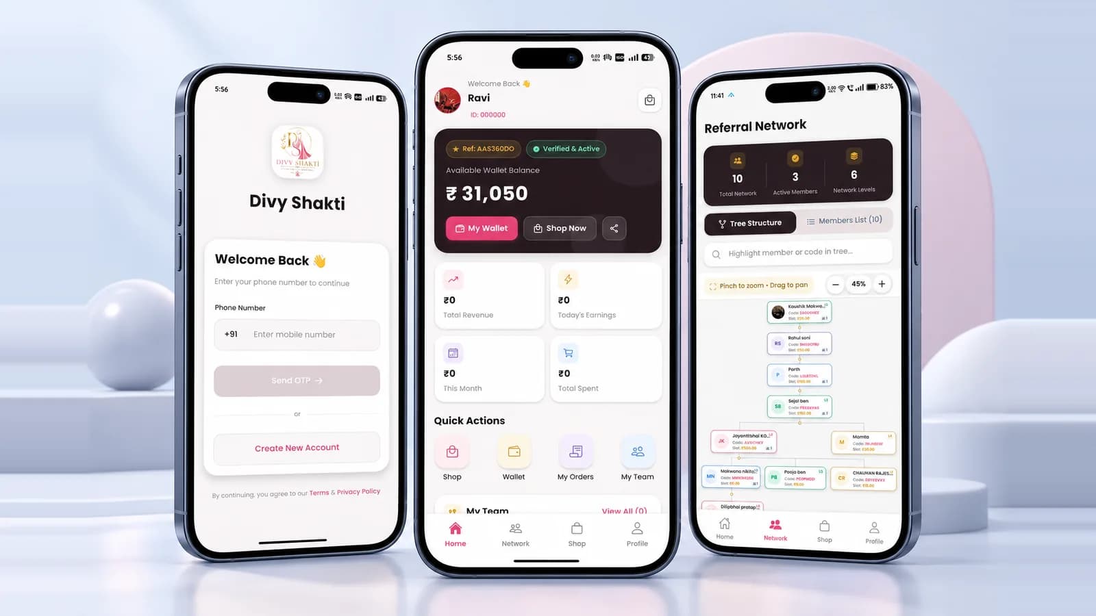 Divy Shakti – Wellness E-Commerce & Referral Network Mobile App