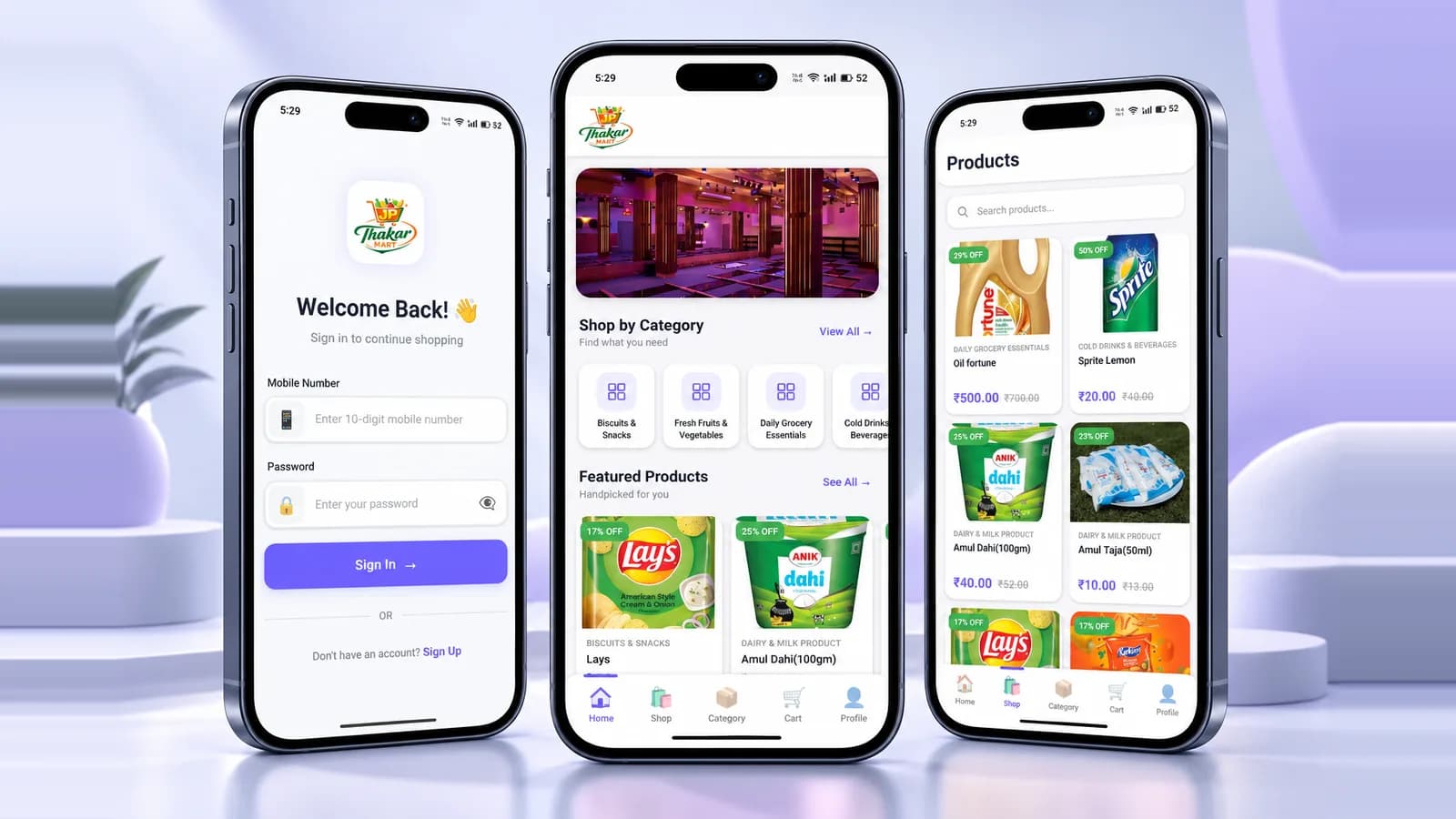 Thakar Mart – Grocery & Dairy Shopping Mobile App